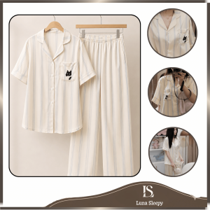 Bộ Đồ Ngủ Lụa Nữ LUNA SLEEPY Chất Liệu Vải Lụa Cao Cấp Mịn, Nhẹ, Thoải Mái Có Thể Mặc Ra Ngoài LS14