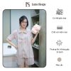 Đồ Ngủ Nữ Pijama Hồng Sọc Đỏ