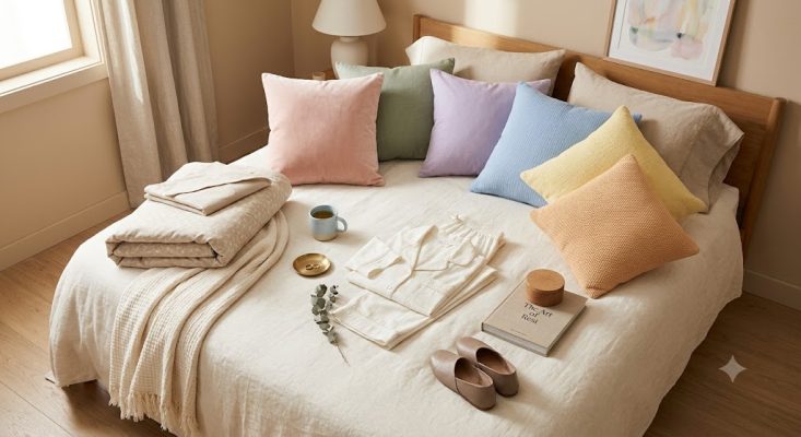 Pijama pastel phối chăn ga đẹp